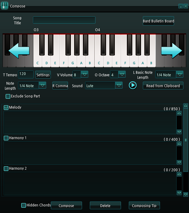 Composition screen in Mabinogi